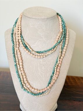 Multi-Strand Stone Beaded Boho Necklace (3 long necklaces)